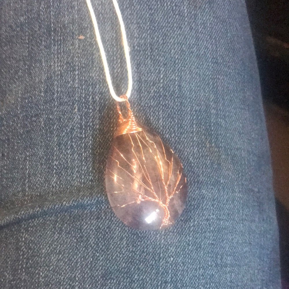 Artisan Copper Wire Wrapped Amethyst Necklace